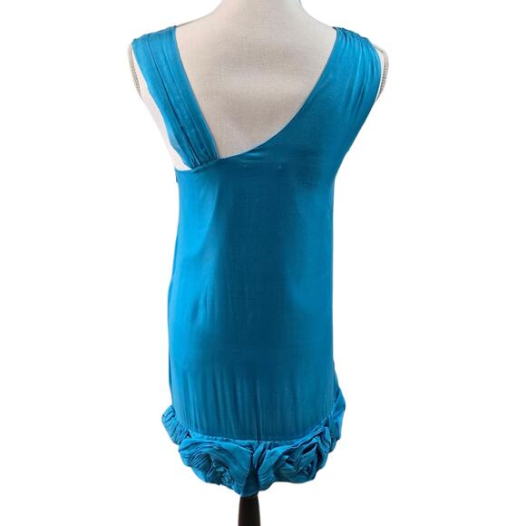 Alice + Olivia 100% Silk Mini Dress Small Turqoise Blue Party Coctail Designer - Picture 3 of 14
